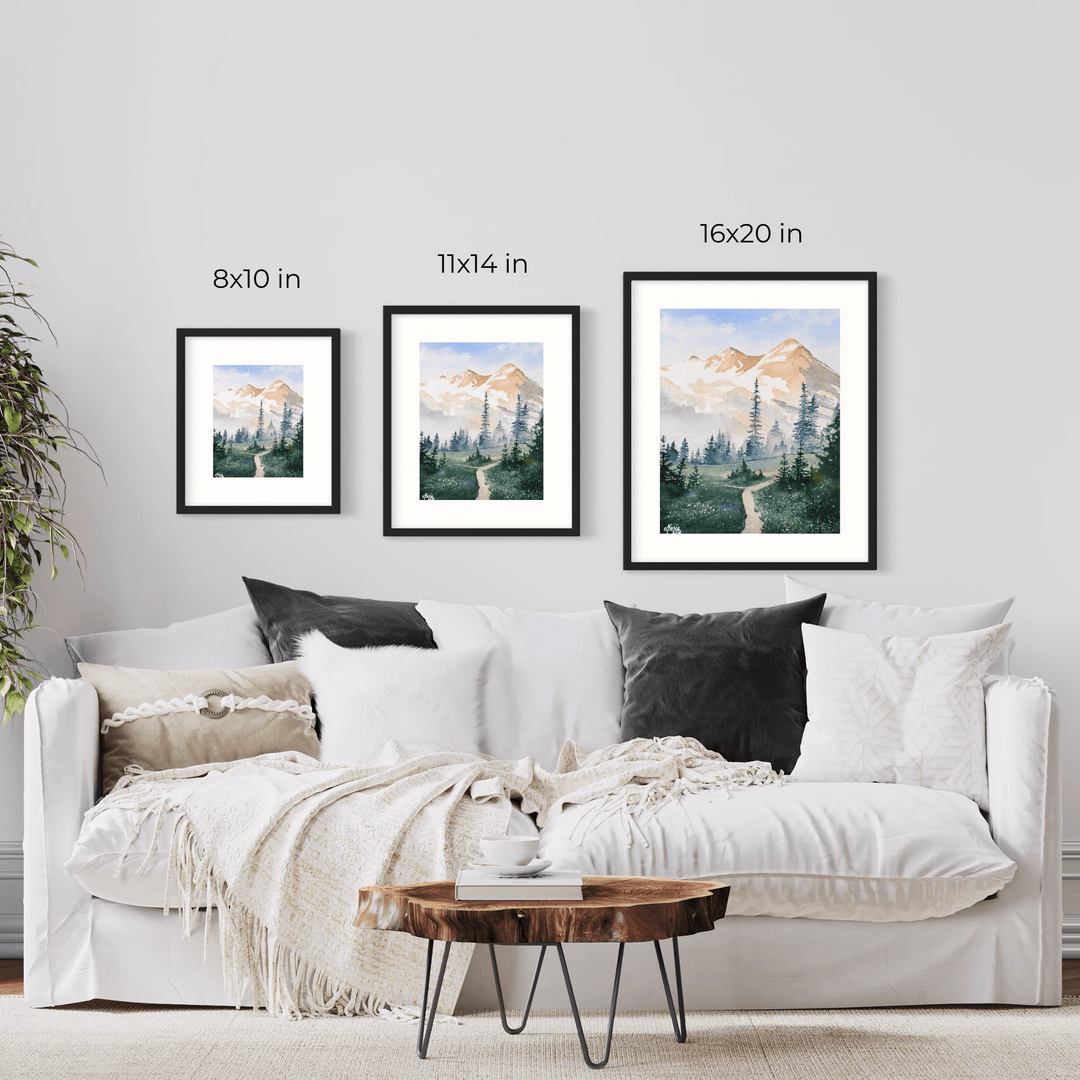 CMarie Northwest Art Print Mt. Rainier Summer - Watercolor Giclée Print