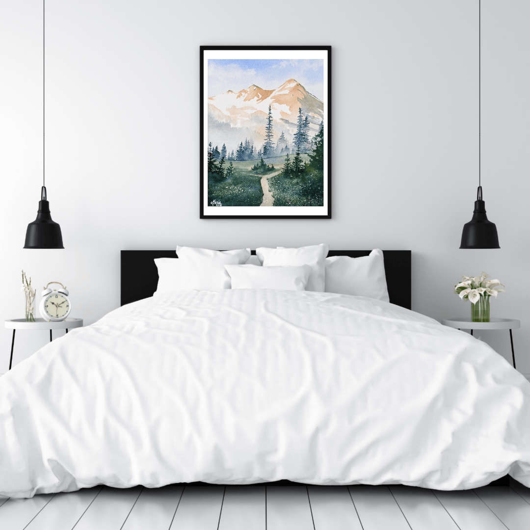 CMarie Northwest Art Print Mt. Rainier Summer - Watercolor Giclée Print