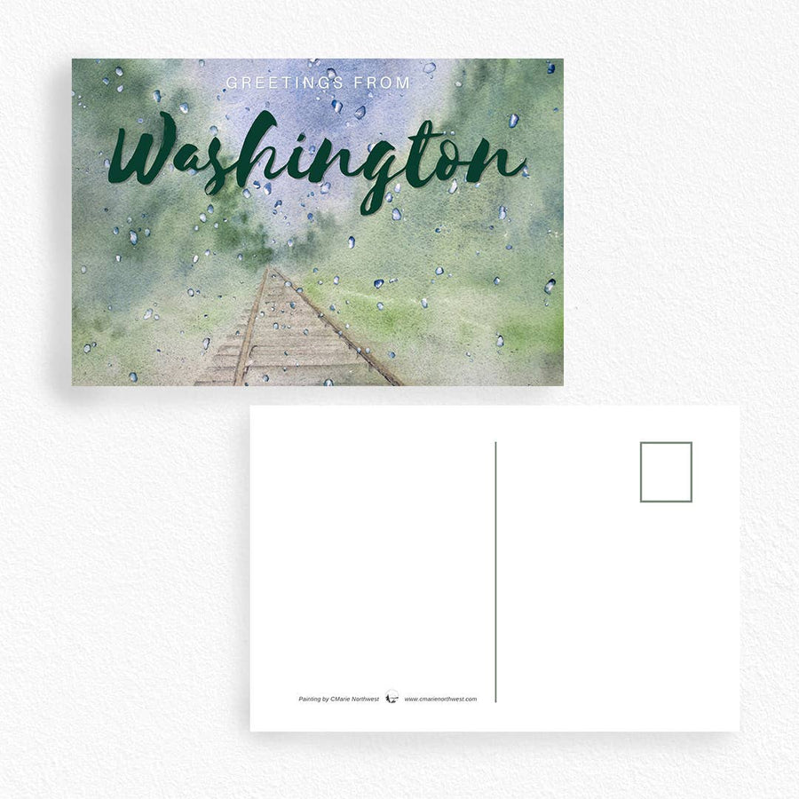 CMarie Northwest Postcard Rainy Rails Postcard - Washington