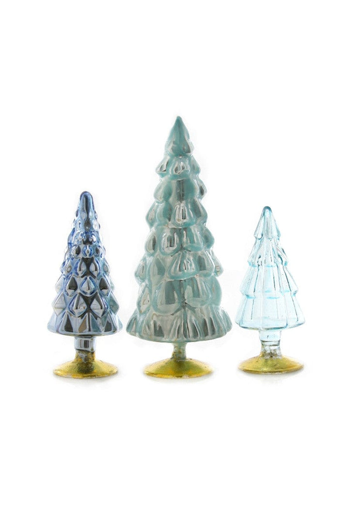 Cody Foster Christmas Snowfall Small Hue Glass Trees - Set of 3