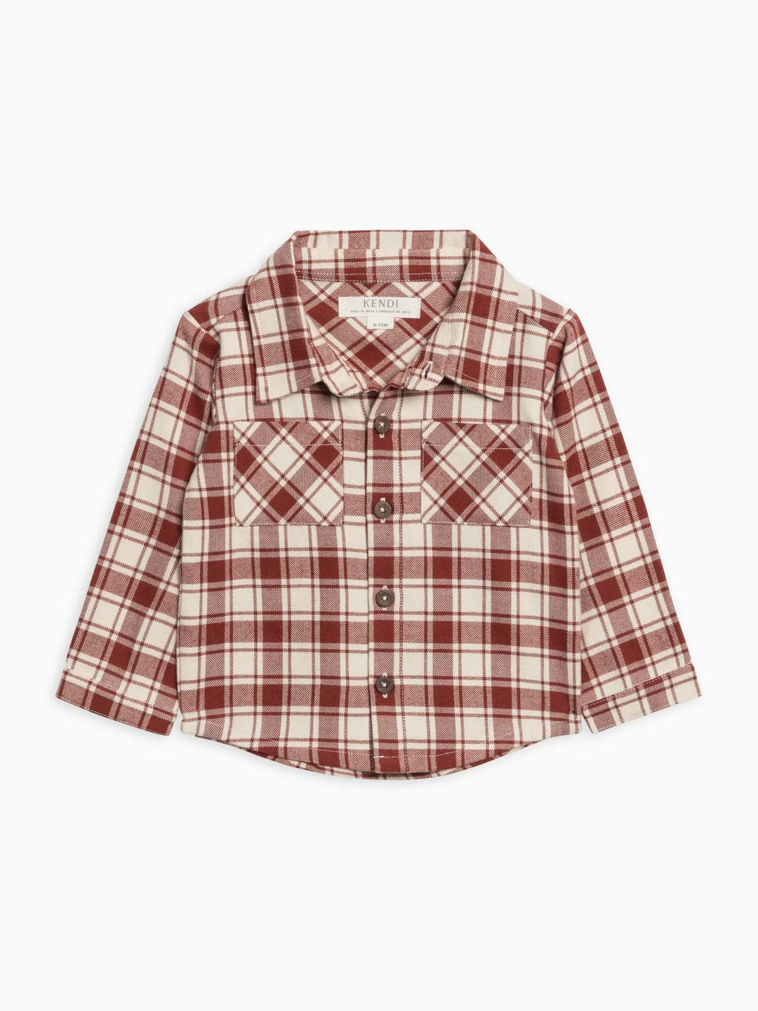 Colored Organics Baby & Toddler Tops Lev Flannel Long Sleeve Collared Shirt - Garnet Plaid