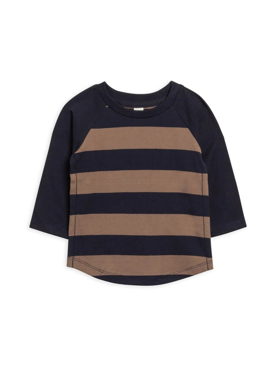 Colored Organics Baby & Toddler Tops Louie Baseball Tee - Rugby Stripe/Navy + Taupe