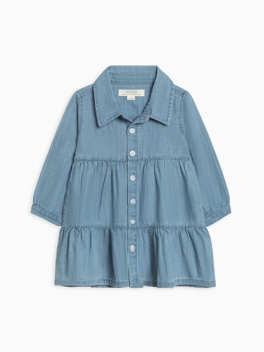 Colored Organics Baby & Toddler Tops Roxy Chambray Shirt Dress - Medium Chambray