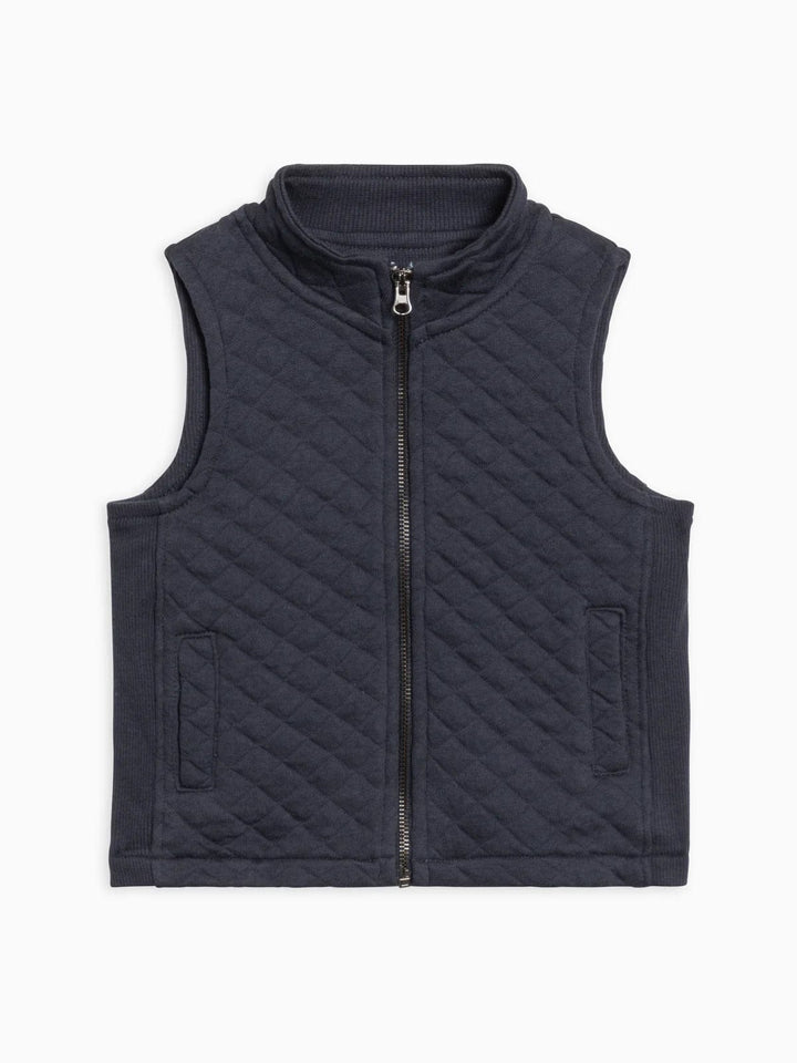 Colored Organics Outerwear Hudson Quilted Jacquard Zip Up Vest - Navy