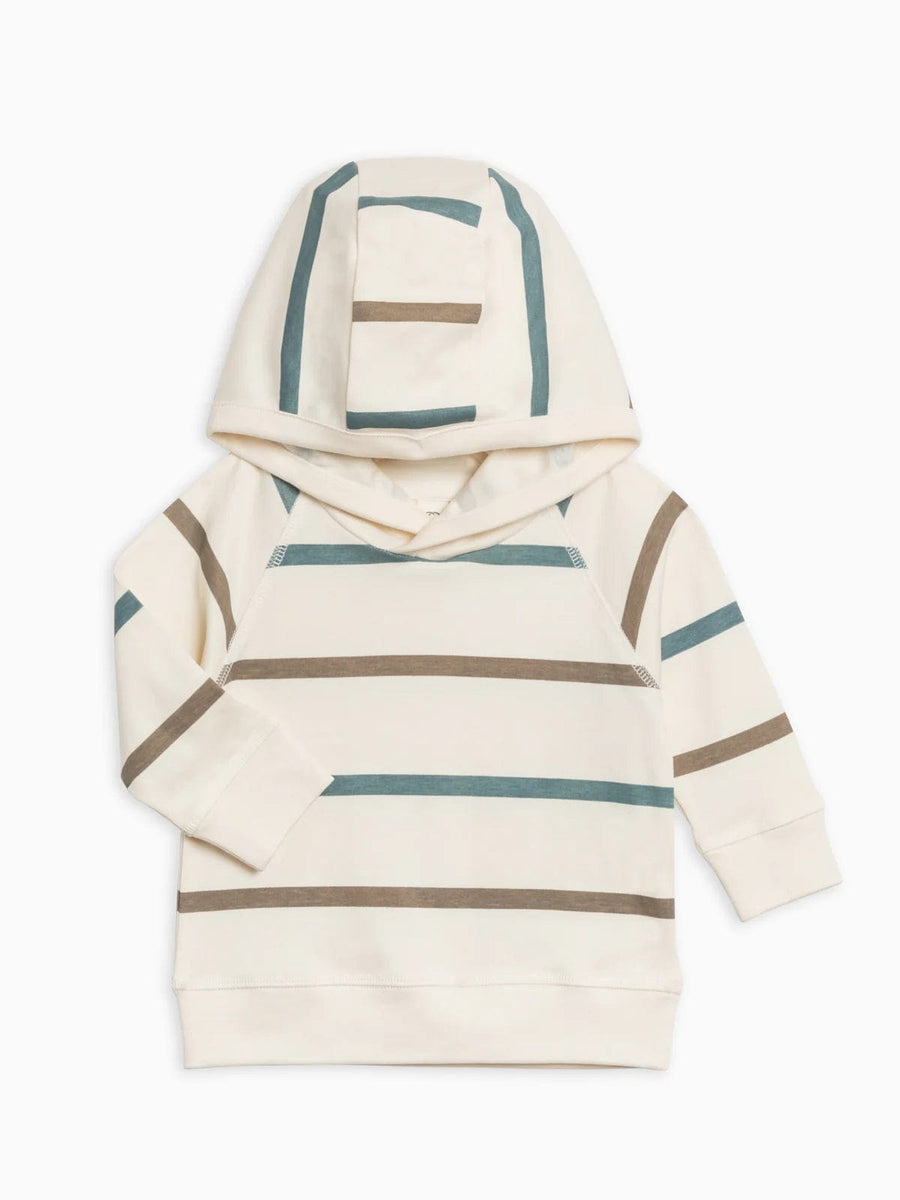 Colored Organics Sweater Baby & Kids Madison Hooded Pullover-Max Stripe / Teal+Taupe