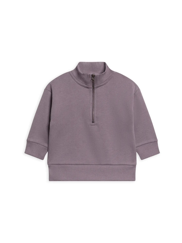 Colored Organics Sweater Mack Fleece Dropped Shoulder Half Zip Pullover - Fog