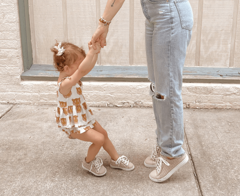 Pink hard bottom baby top shoes