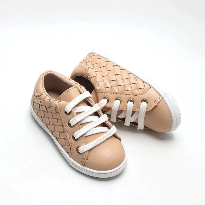 Consciously Baby Baby Shoes Leather Woven Sneaker Hard Sole - Honey
