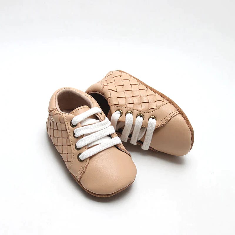 Consciously Baby Baby Shoes Leather Woven Sneaker Soft Sole - Honey