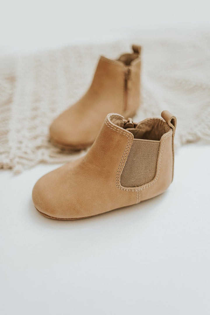 Consciously Baby Shoes Waxed Leather Chelsea Boot | Color 'Sedona Brown' | Soft Sole