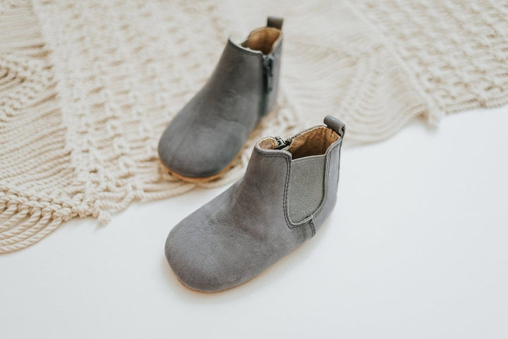Consciously Baby Shoes Waxed Leather Chelsea Boot | Color 'Tahoe Blue' | Soft Sole