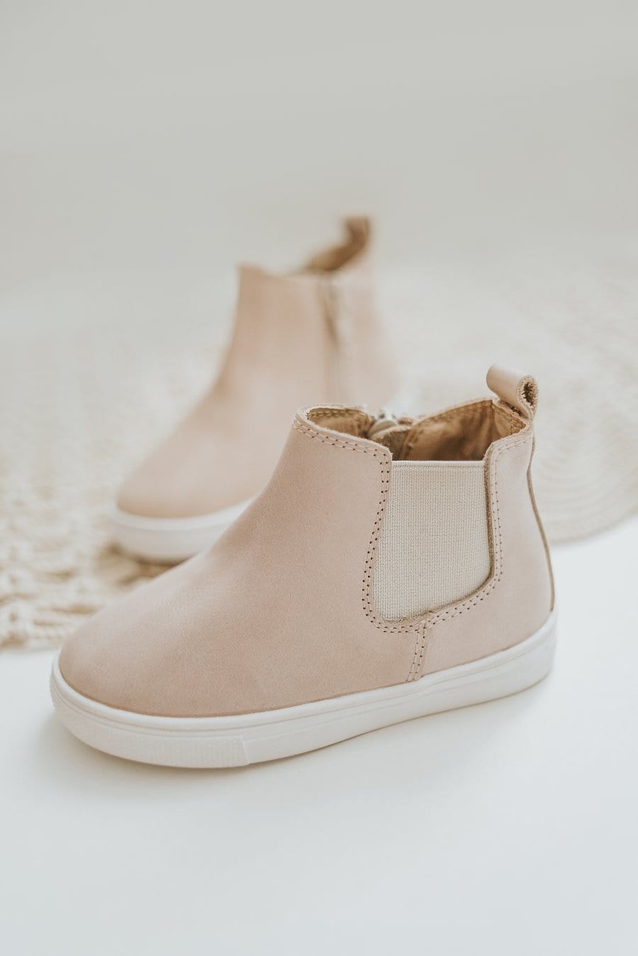 Consciously Baby Shoes Waxed Leather Chelsea Boot | Color 'Vail Cream' | Hard Sole