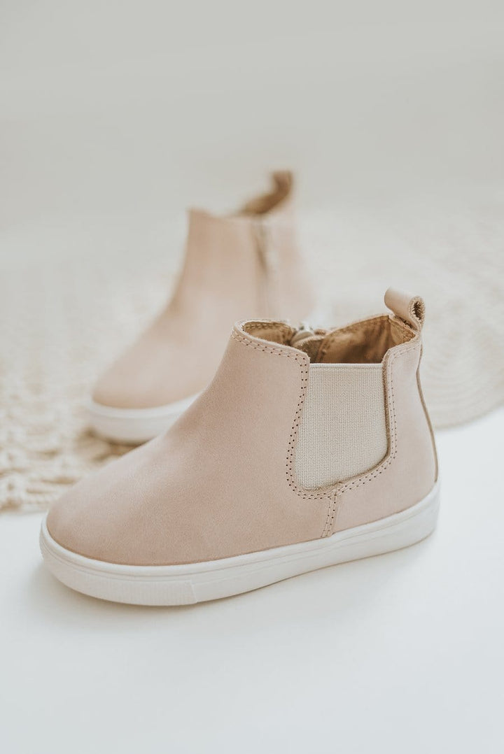 Consciously Baby Shoes Waxed Leather Chelsea Boot | Color 'Vail Cream' | Hard Sole