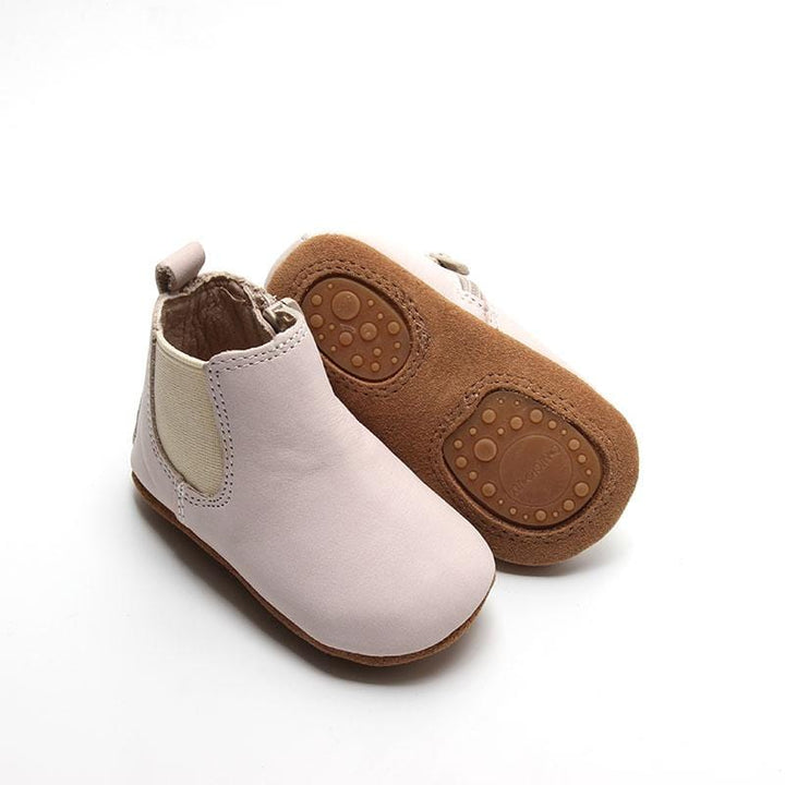 Consciously Baby Shoes Waxed Leather Chelsea Boot | Color 'Vail Cream' | Soft Sole