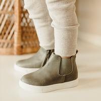 Consciously Baby Shoes Waxed Leather Chelsea Boot | Color 'Yosemite Green' | Hard Sole