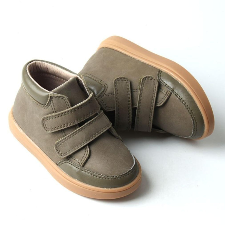 Consciously Baby Shoes Waxed Leather High Top Sneaker | Color 'Cactus' | Hard Sole