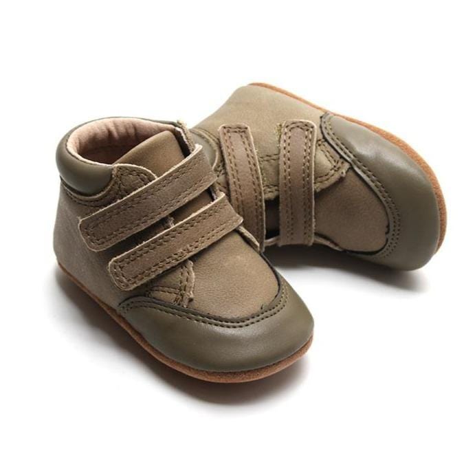 Consciously Baby Shoes Waxed Leather High Top Sneaker | Color 'Cactus' | Soft Sole