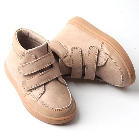 Consciously Baby Shoes Waxed Leather High Top Sneaker | Color 'Stone' | Hard Sole