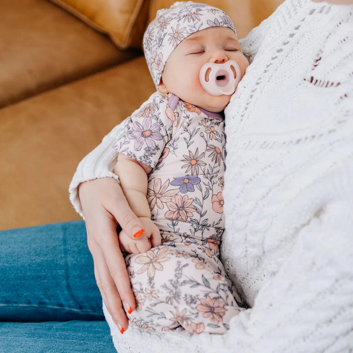 Copper Pearl Baby Flora Top Knot Hat