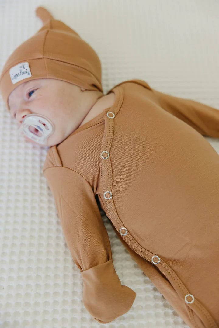 Copper Pearl knotted gown Pecan Newborn Knotted Gown