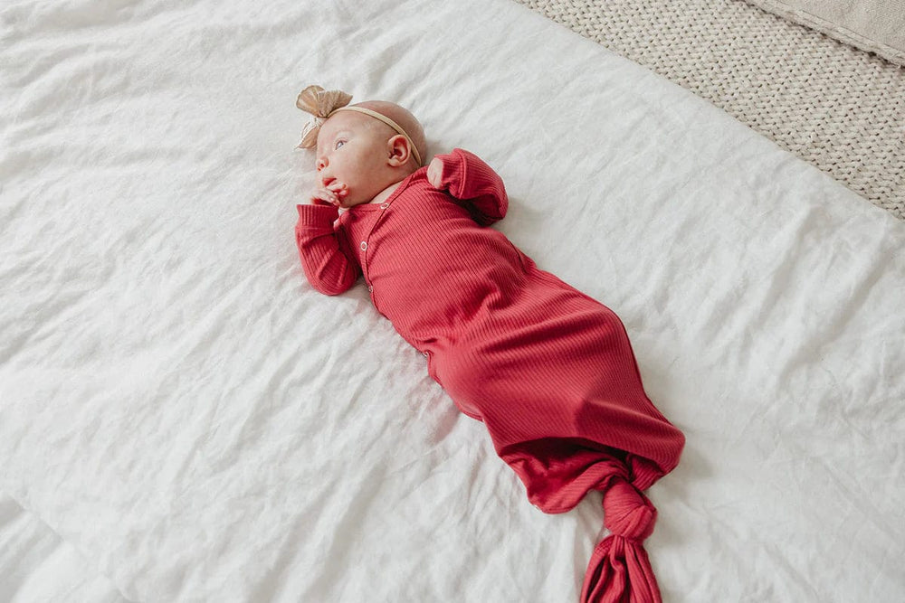 Copper Pearl Sleeping Berry Newborn Knotted Gown