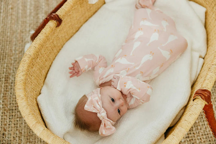 Copper Pearl Sleeping Goosie Newborn Knotted Gown