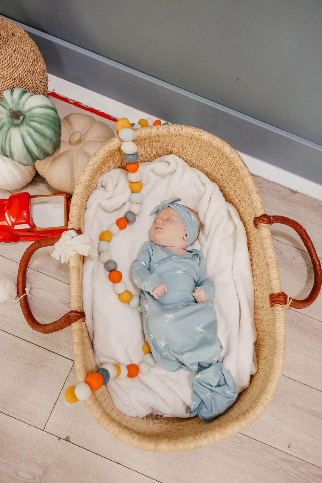 Copper Pearl Sleeping Hayden Newborn Knotted Gown