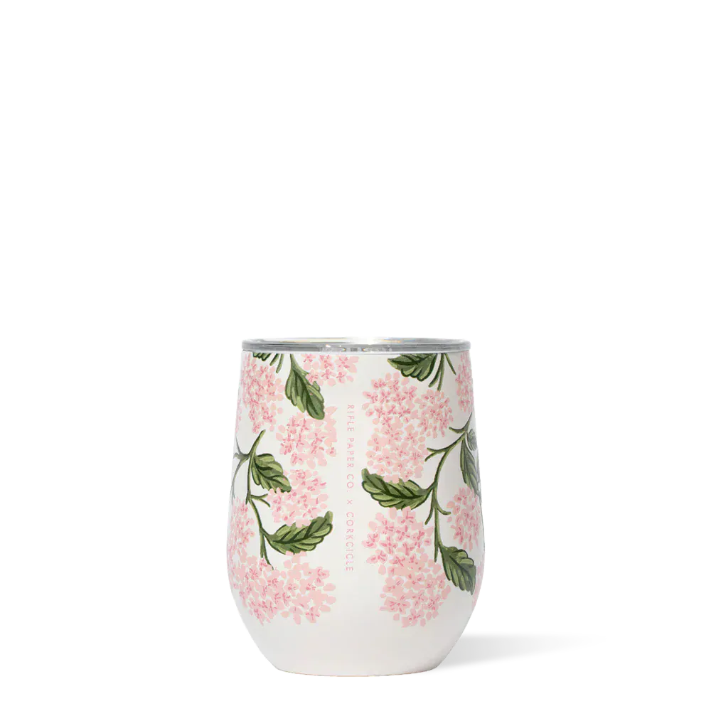 Corkcicle Home 12oz. Rifle Paper Co. Stemless - Pink Hydrangea