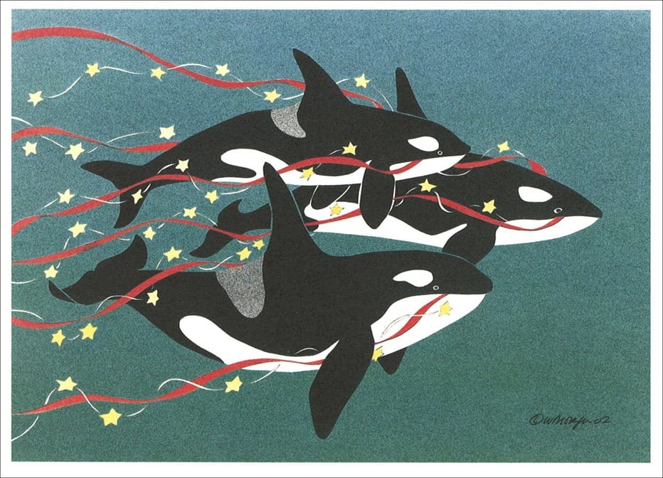 Crane Creek Graphics Holiday We Three Orcas Holiday Card Set