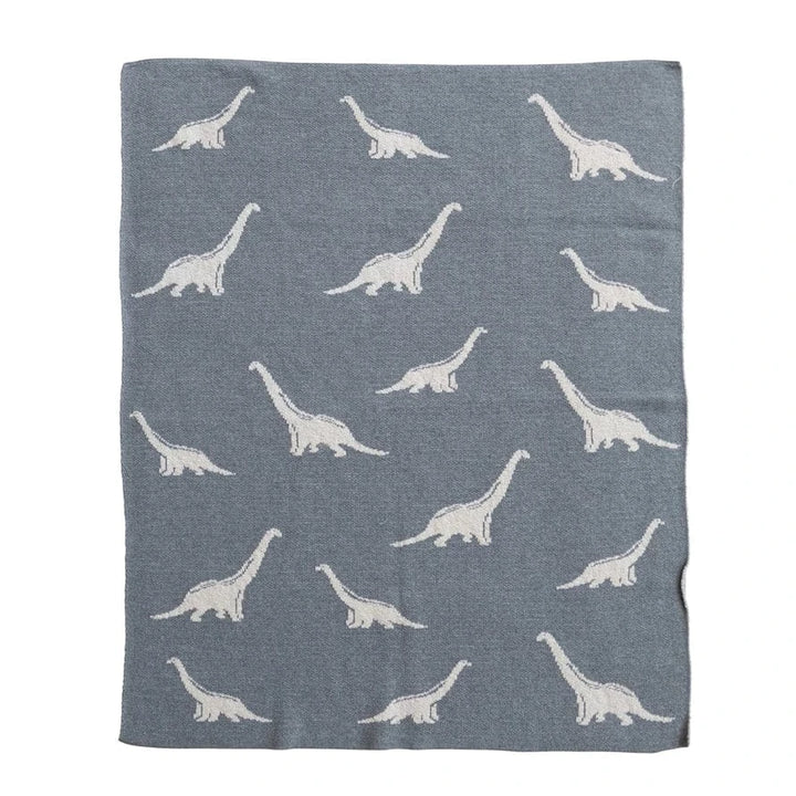 Creative Coop Baby Cotton Knit Baby Blanket with Dinosaurs