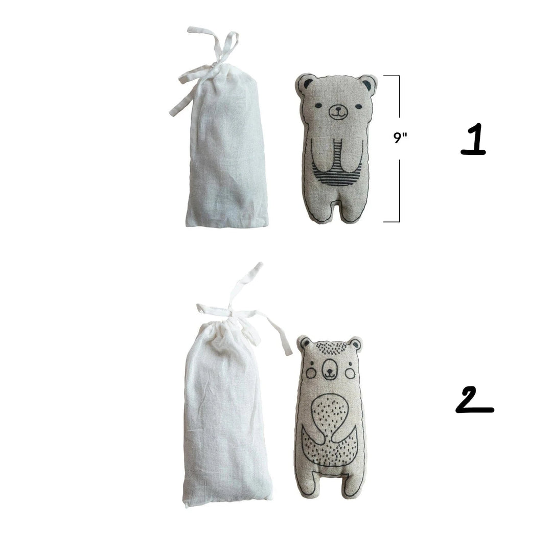 Creative Coop Baby Microwaveable Linen Bear Shaped Hot/Cold Pack with Lentils & Lavender