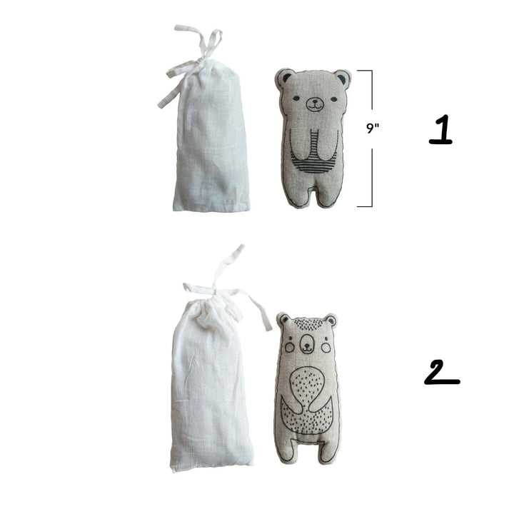 Creative Coop Baby Microwaveable Linen Bear Shaped Hot/Cold Pack with Lentils & Lavender