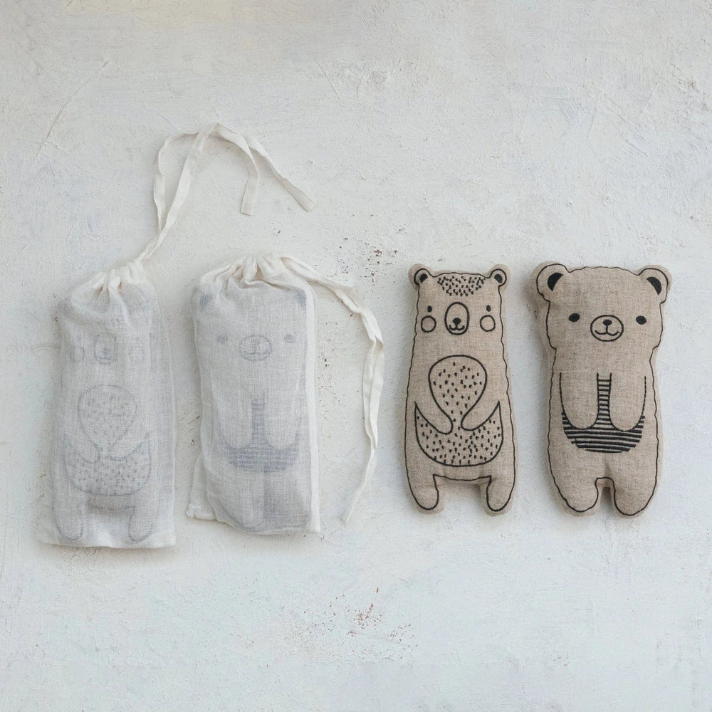 Creative Coop Baby Microwaveable Linen Bear Shaped Hot/Cold Pack with Lentils & Lavender