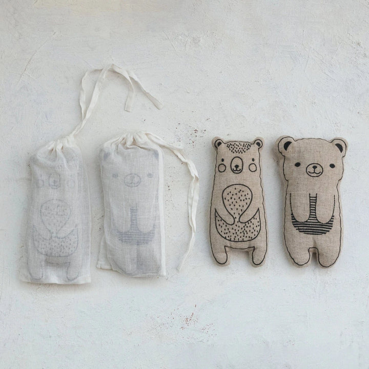 Creative Coop Baby Microwaveable Linen Bear Shaped Hot/Cold Pack with Lentils & Lavender
