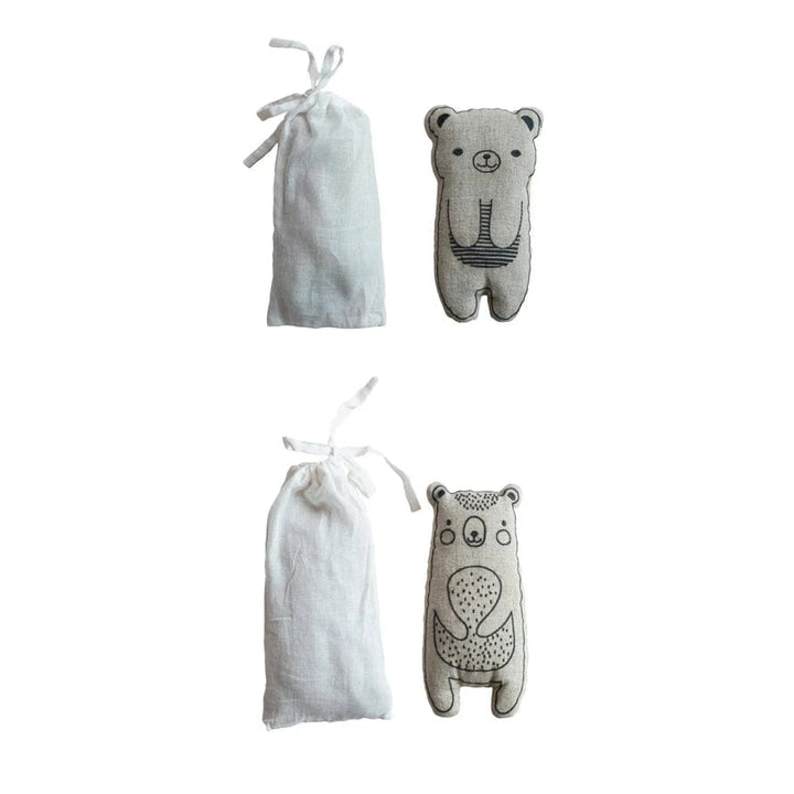 Creative Coop Baby Microwaveable Linen Bear Shaped Hot/Cold Pack with Lentils & Lavender