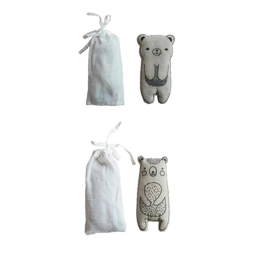 Creative Coop Baby Microwaveable Linen Bear Shaped Hot/Cold Pack with Lentils & Lavender
