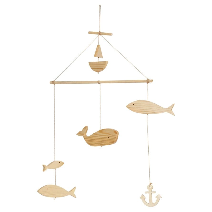 Creative Coop Baby Mobiles Wood Fish Mobile/Wall Hanging
