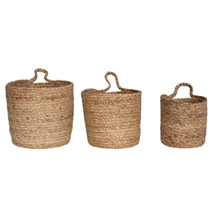 Creative Coop Basket Braided Jute Nesting Baskets w/ Handle - 3 Sizes