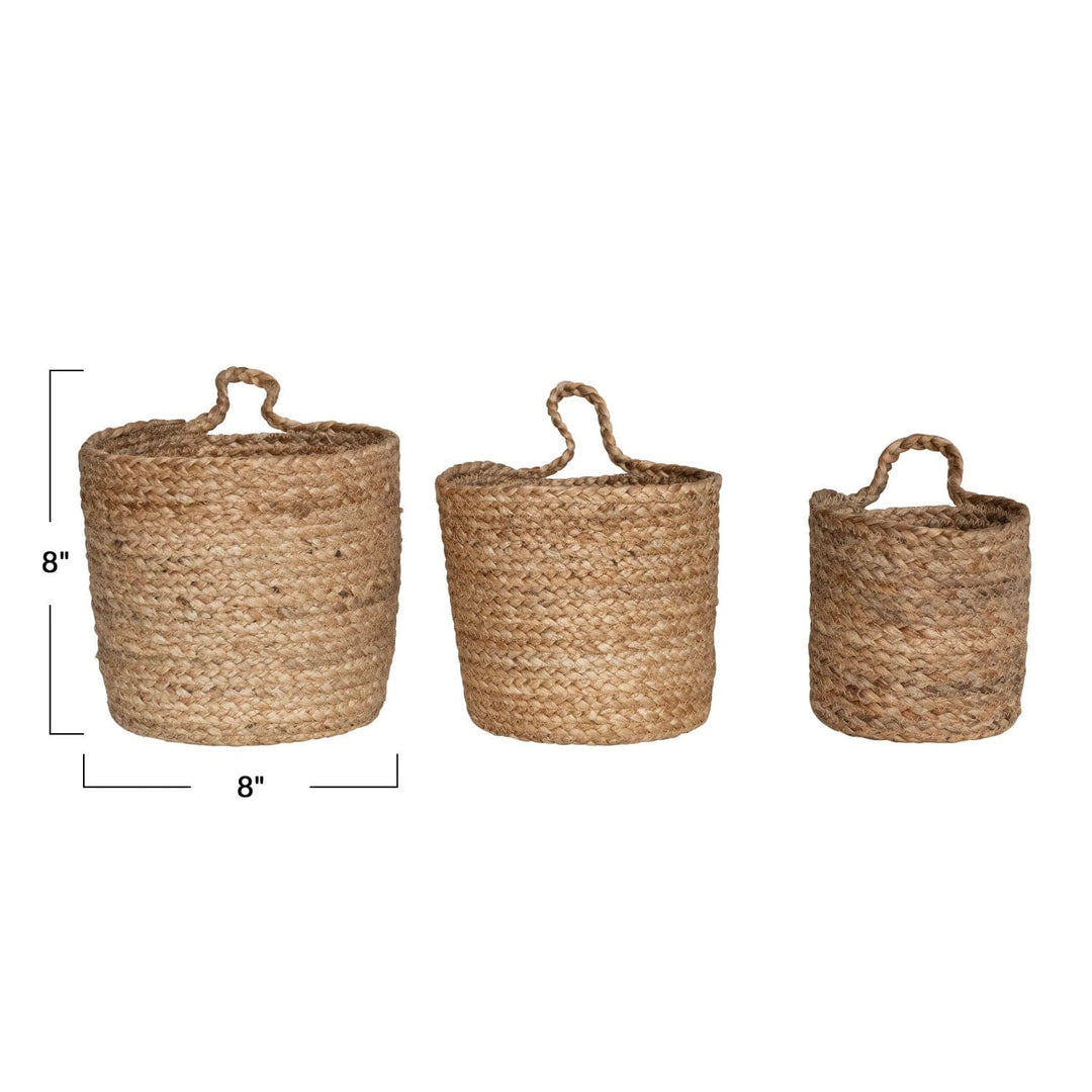 Creative Coop Basket Braided Jute Nesting Baskets w/ Handle - 3 Sizes