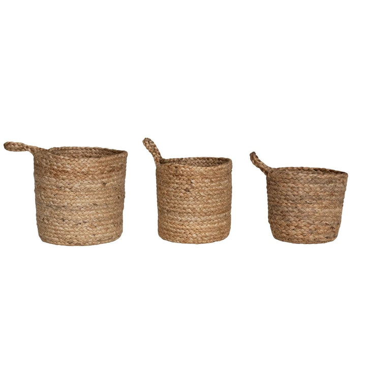 Creative Coop Basket Braided Jute Nesting Baskets w/ Handle - 3 Sizes