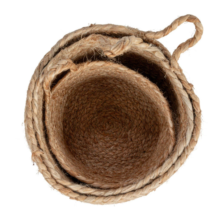 Creative Coop Basket Braided Jute Nesting Baskets w/ Handle - 3 Sizes