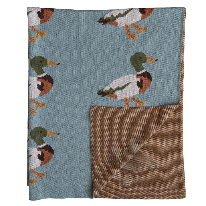 Creative Coop Blanket Cotton Knit Baby Blanket w/ Ducks