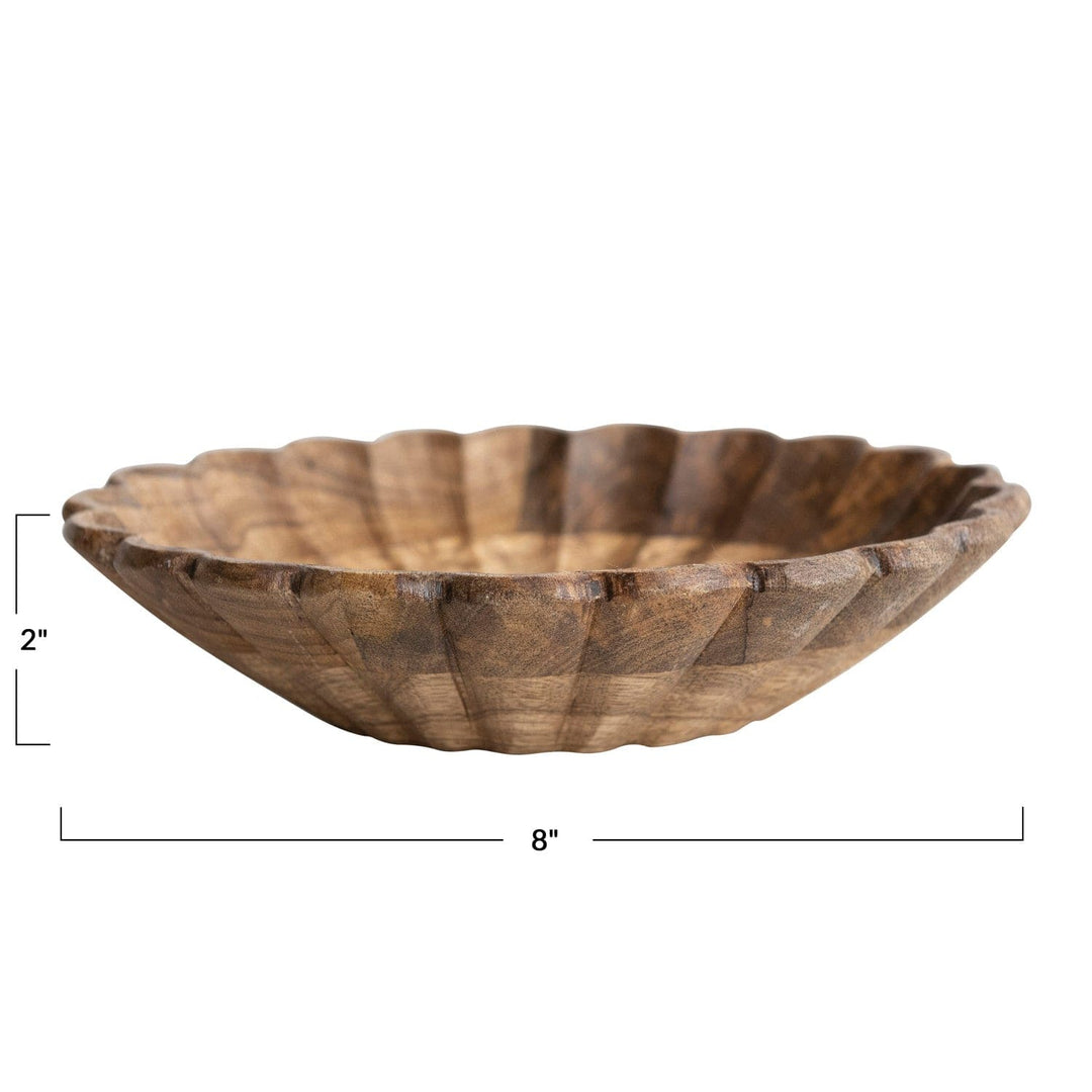 Creative Coop Bowl Mango Wood Scalloped Bowl