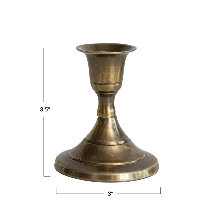 Creative Coop Candle Holder Cast Aluminum Taper Holder - Antique Brass Finish