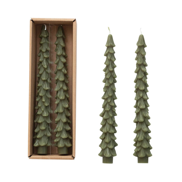 Creative Coop Candle Unscented Tree Shaped Taper Candles | Set of 2