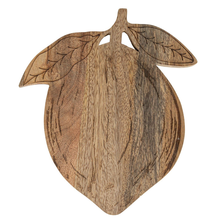 Creative Coop Cheese & Cutting Boards Mango Wood Laser Etched Lemon Shaped Cheese/Cutting Board