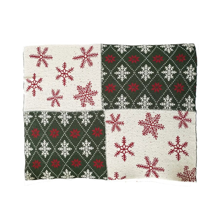 Creative Coop Cloth Napkins Cotton Knit Throw w/ Snowflake Patterns