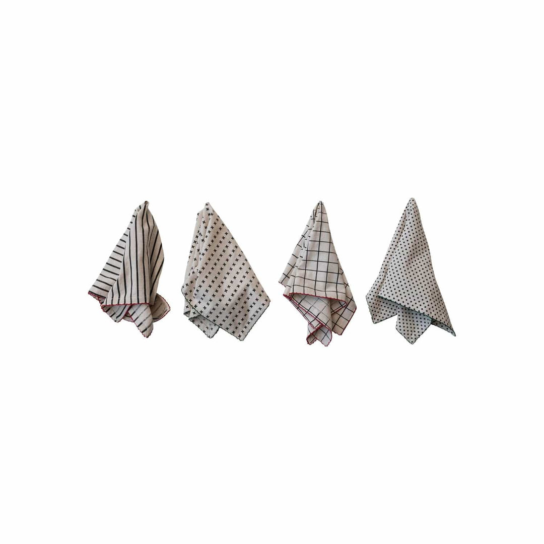 Creative Coop Cloth Napkins Cotton Printed Napkins w/ Pattern |  Set of 4