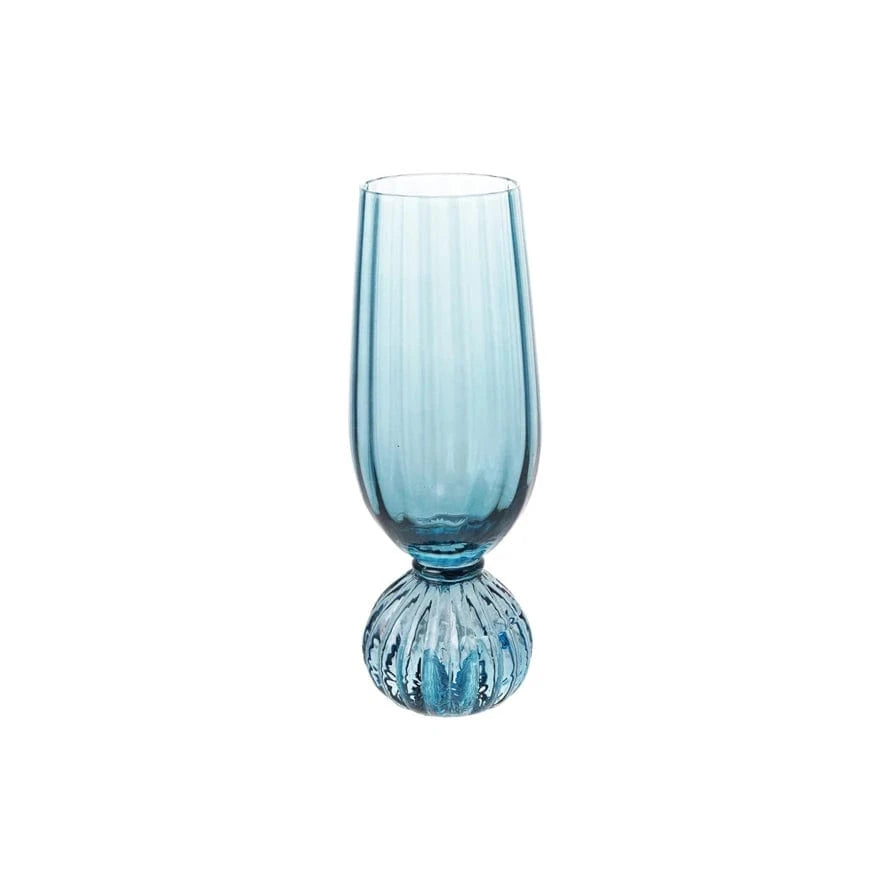 Creative Coop Cups Blue Pleated Footed Champagne Glass