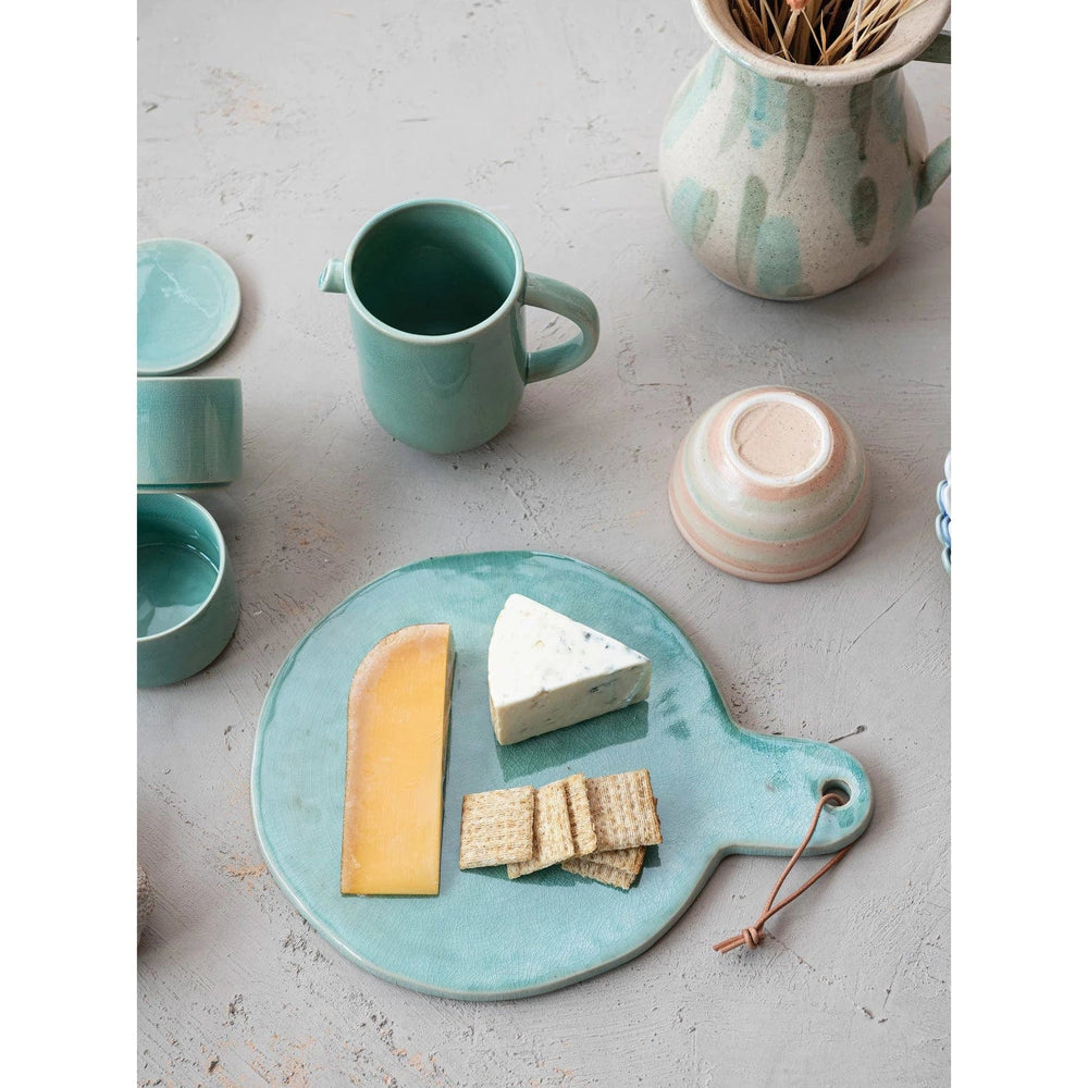 Creative Coop Cutting Board Stoneware Cheese Cutting Board w/ Handle